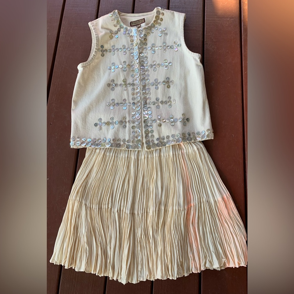 Double D Ranch Cream Sequin Embellished Skirt Set